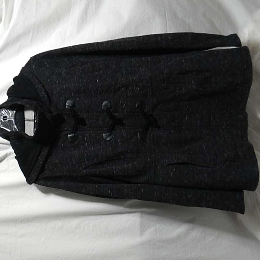 (A-79) SALE! Sebby Cloth Zip/Button Closure Coat W Hood Sz.L Gently Worn